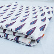 White Hand Block Print Natural Cotton Fabric Sewing Material